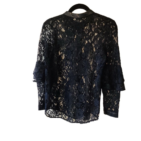 Zara Basic Lace Button Up Top Long Sleeves Size XS Black Whimsigoth Dark Fairy - Picture 3 of 9